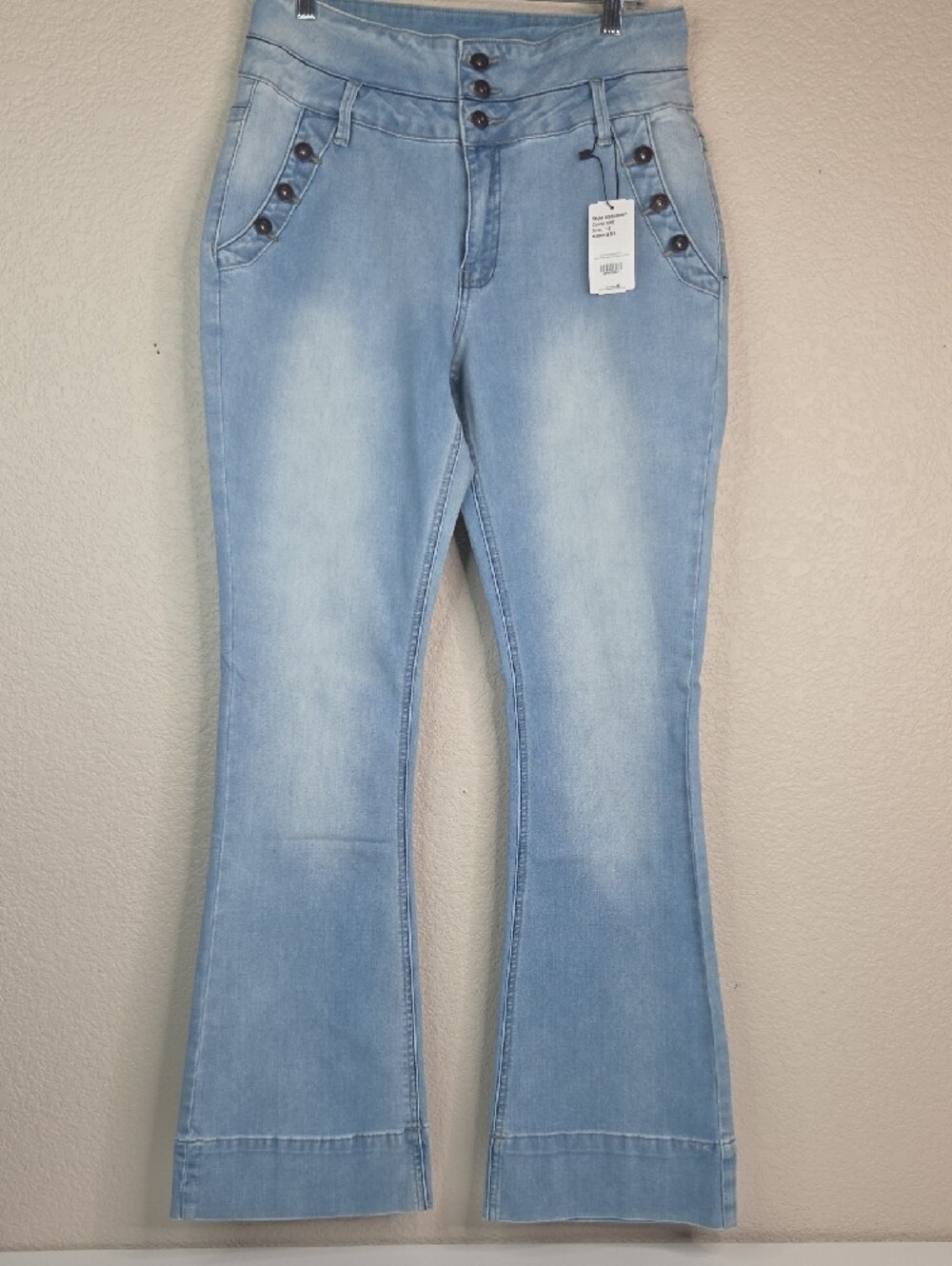 Suzanne Betro Light Wash Denim Flare Jeans